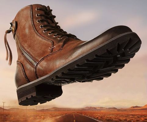 Stivali da caviglia da uomo con lacci resistenti Stivali da cowboy in pelle da uomo casual
