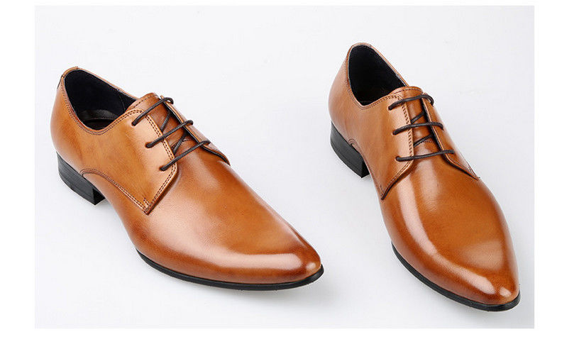 Scarpe da sposa da uomo a punta Giallo Lace Up Scarpe Oxford fatte a mano