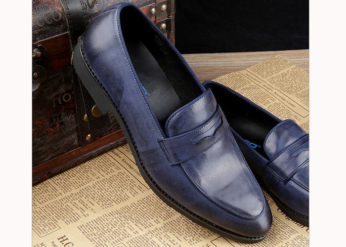 Calzature di lusso da uomo in pelle casual Oxford Mens Blue Brogue Calzature per festa / matrimonio