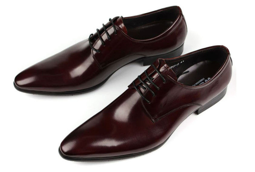 Calzature da uomo in pelle in stile Oxford rosso scuro / nero scarpe da uomo in pizzo