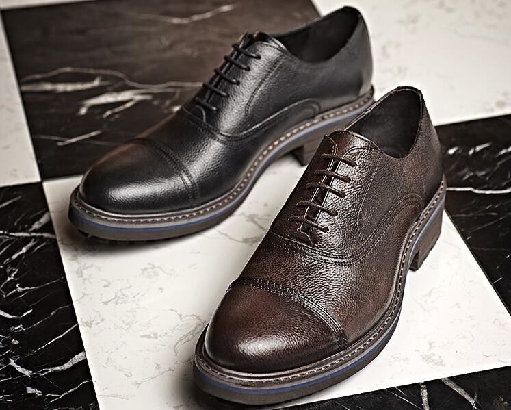 Calzature da uomo in pelle con abito elegante calzature Goodyear con doppio cappuccio