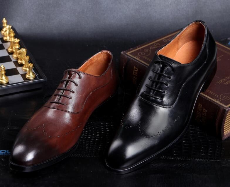 Uomini di moda abiti formali scarpe, Brogue nascosto tacchi alti calzature di pelle per uomini