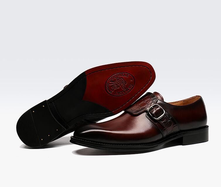 Calzature da uomo di lusso con cinghia da monaco / Calzature da cuoio autentiche in stile italiano Loafer per uomini