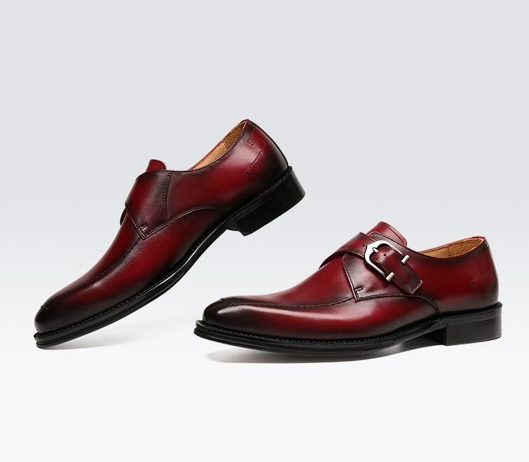 ODM Scarpe da abito in pelle originale di Oxford / Scarpe da uomo di lusso Monk Strap con tacco di 3 cm
